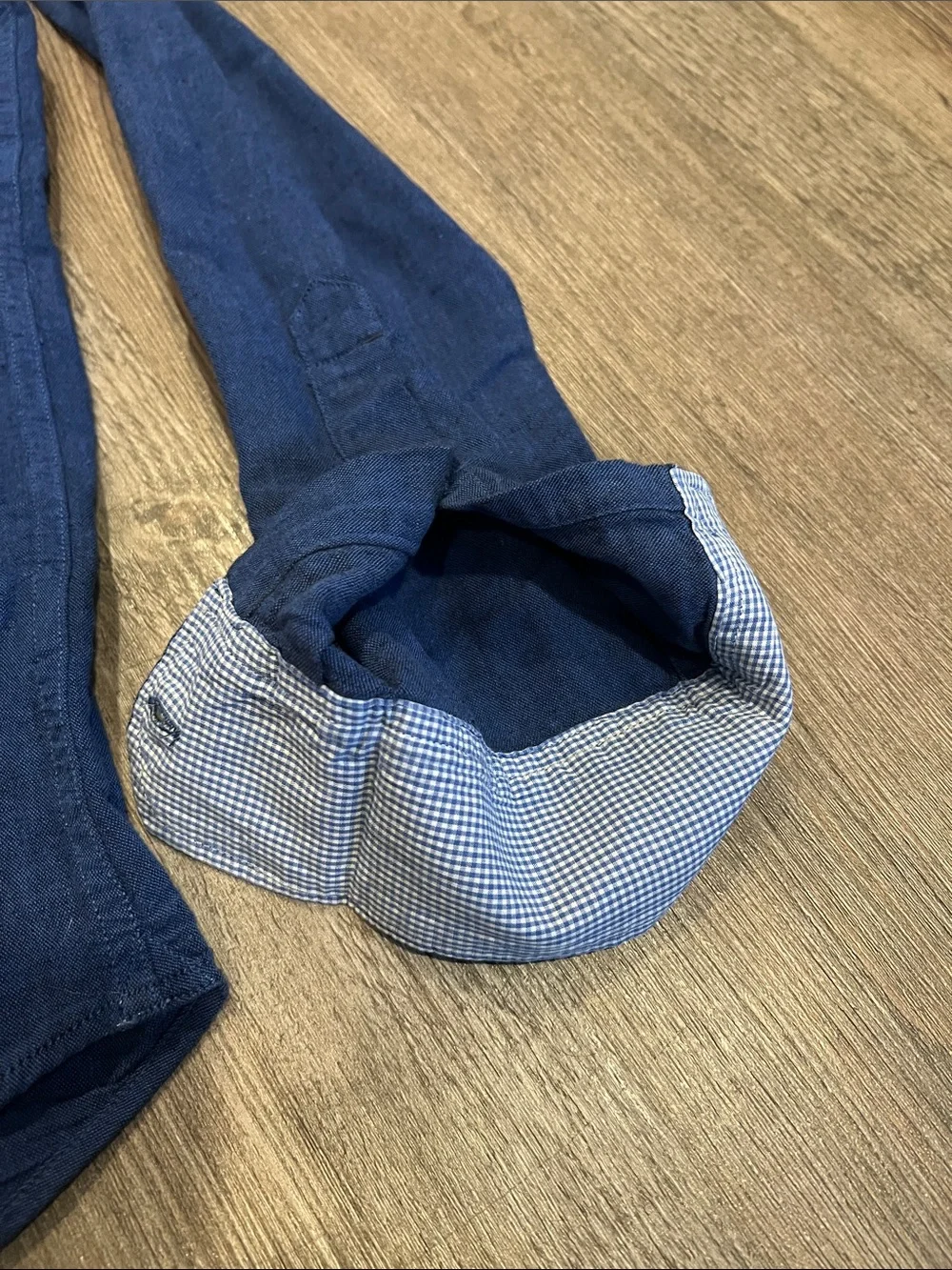 Banana Republic Men’s Blue Button-Down Linen Cotton blend Shirt L